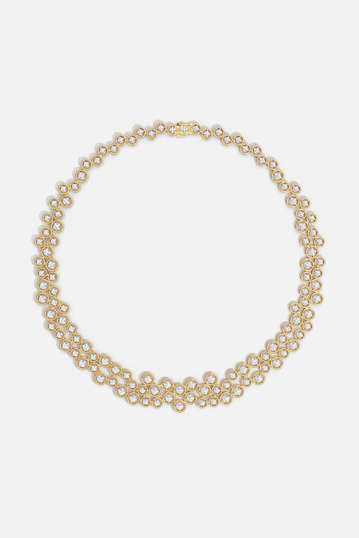 APM Necklace, a golden cascade of sparkling circles for timeless elegance.