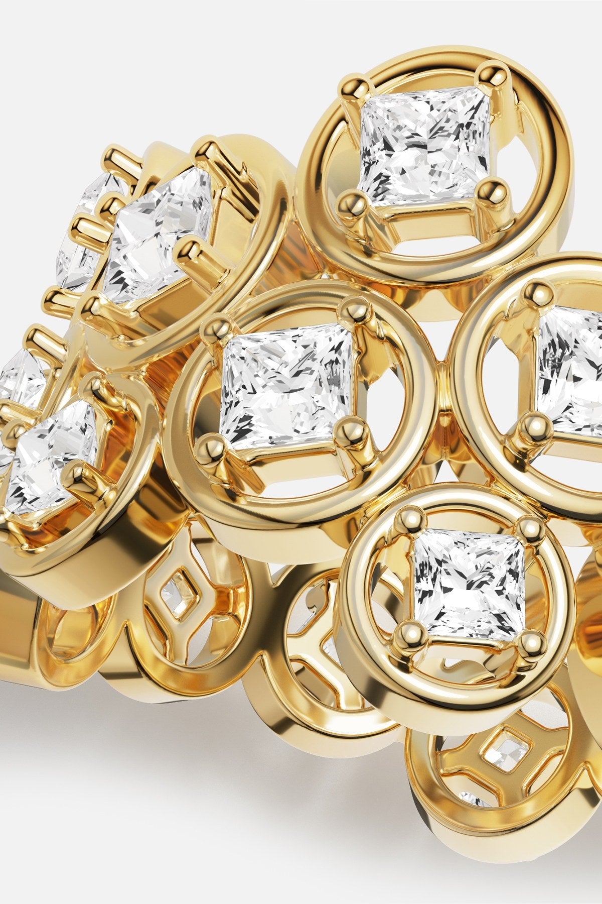 APM Ring in golden color, a radiant constellation of light and modern elegance.