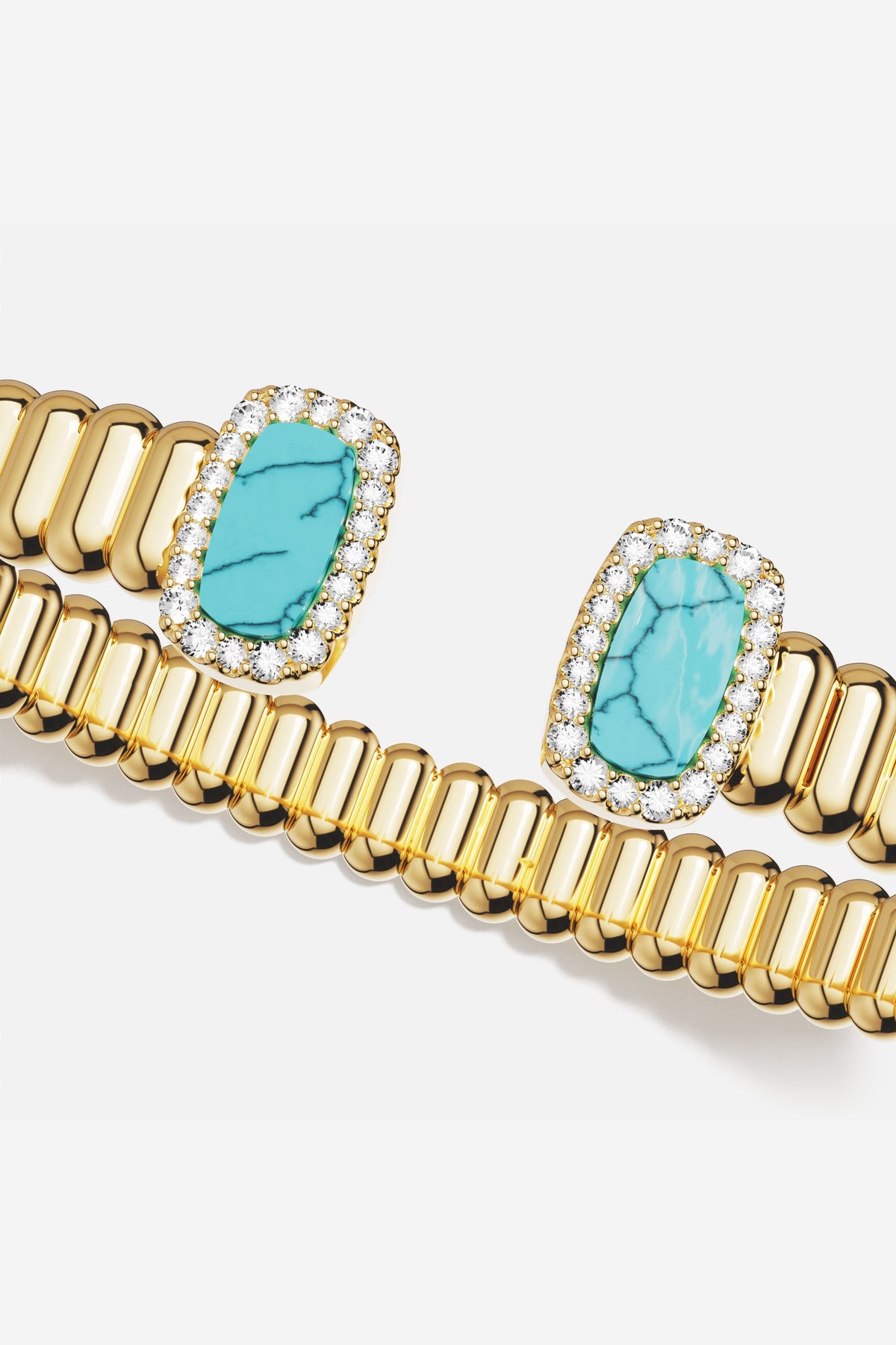 APM Monaco bracelet in golden hues, turquoise stones framed with sparkle, effortlessly radiant.