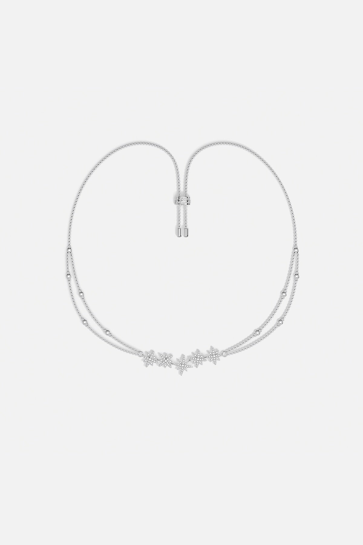 APM Necklace in rhodium finish, a delicate constellation of stars for effortless allure.