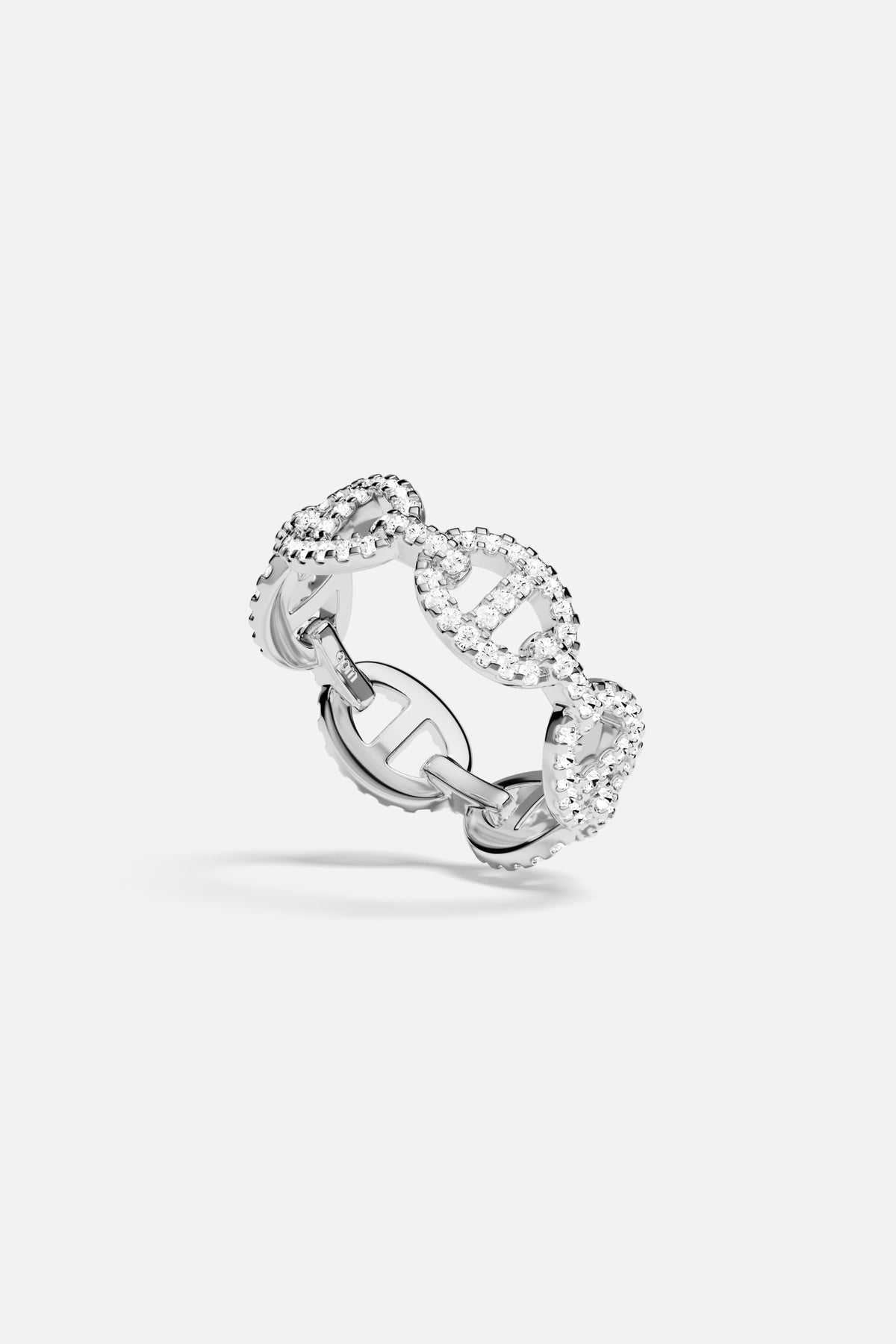 APM Morse Ring, sparkling links with a rhodium finish, effortlessly chic.