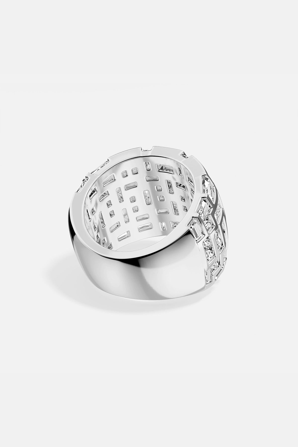 APM MONACO chunky ring in silver on a white background