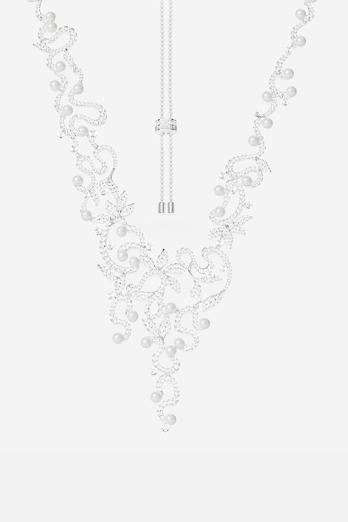 Statement Flower Adjustable Necklace with Pearls - APM Monaco UK
