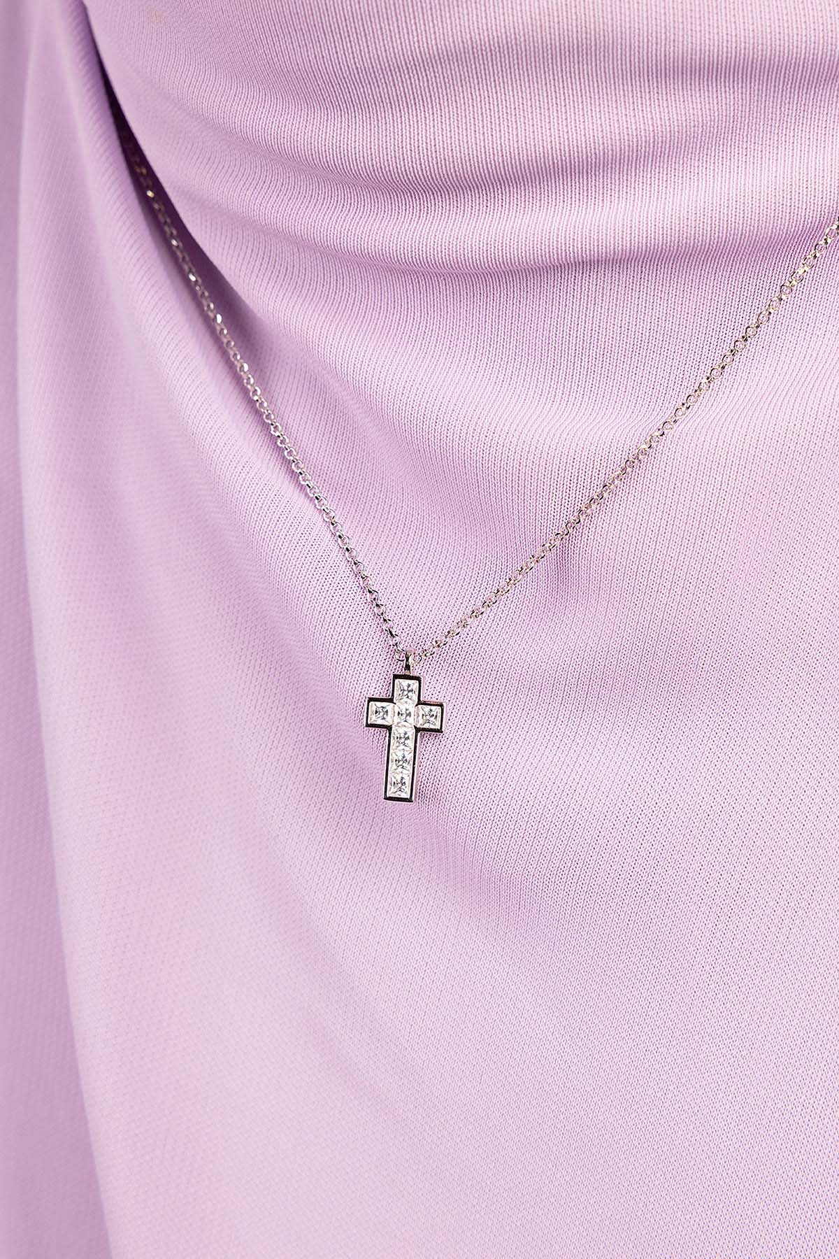 APM Monaco Pavé Cross Adjustable Necklace