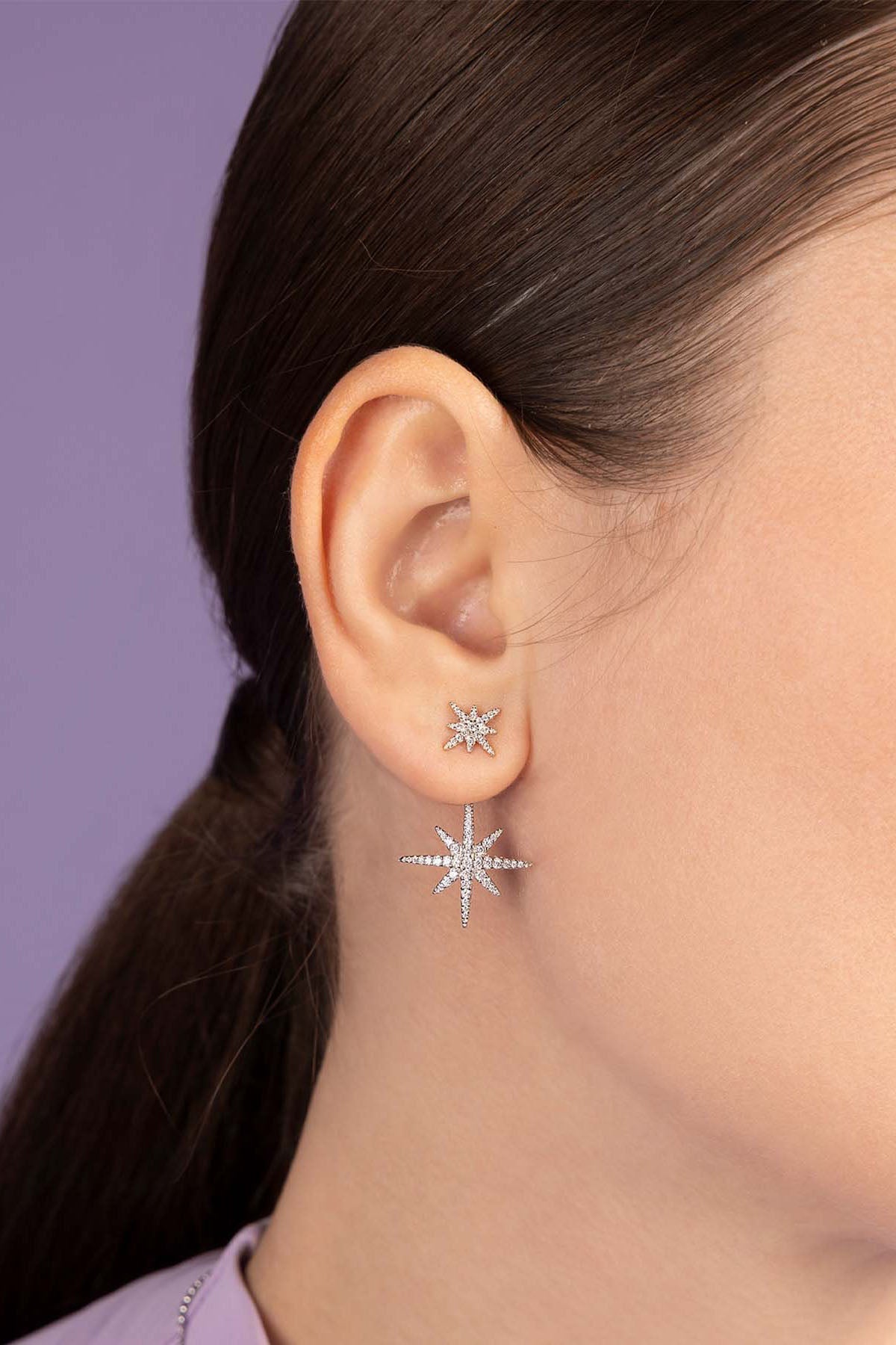 APM Monaco Asymmetric Meteorites Ear Jacket and Stud Worn on ear