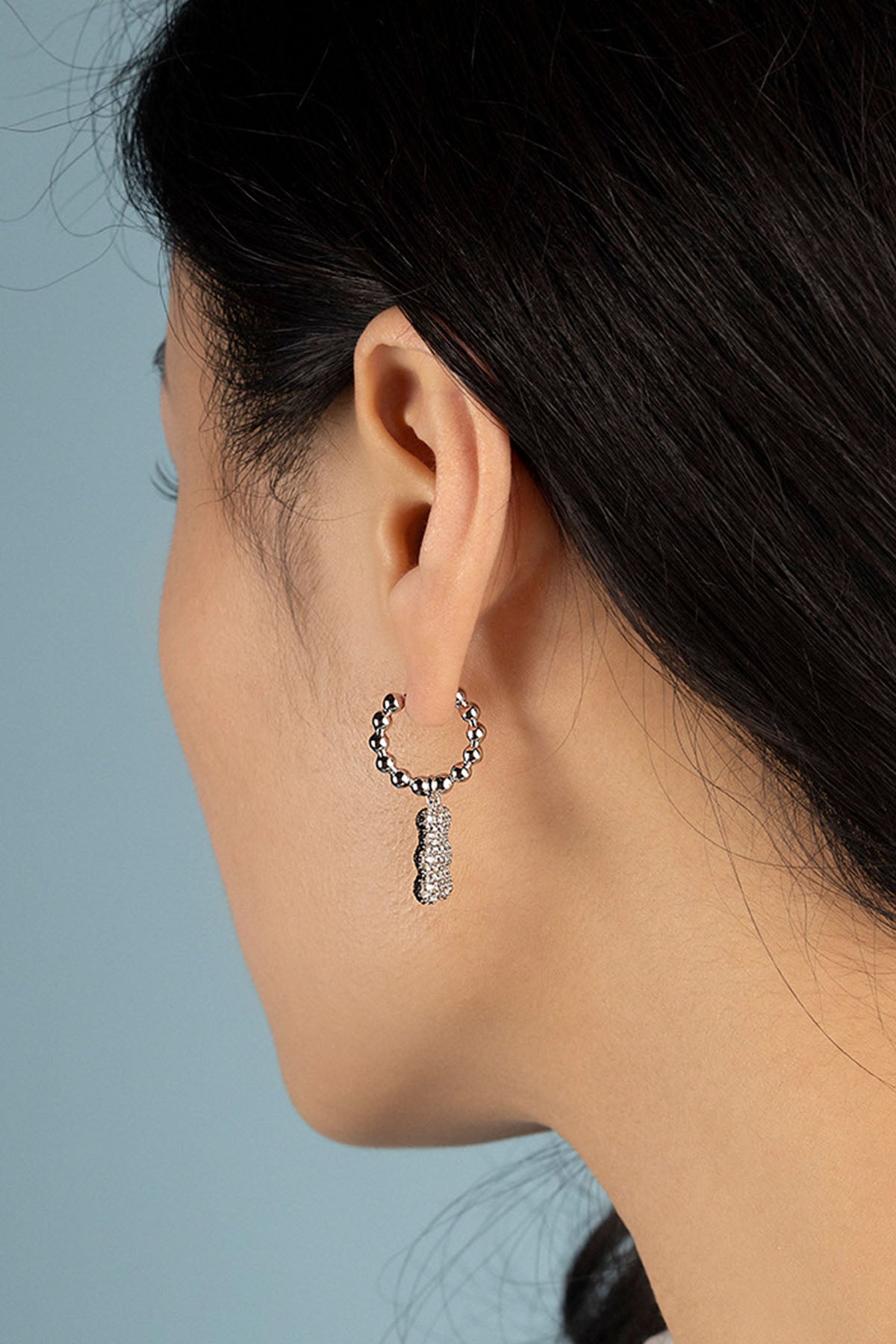 APM Monaco Baby Mood Yummy Bear Hoop Earrings in Silver