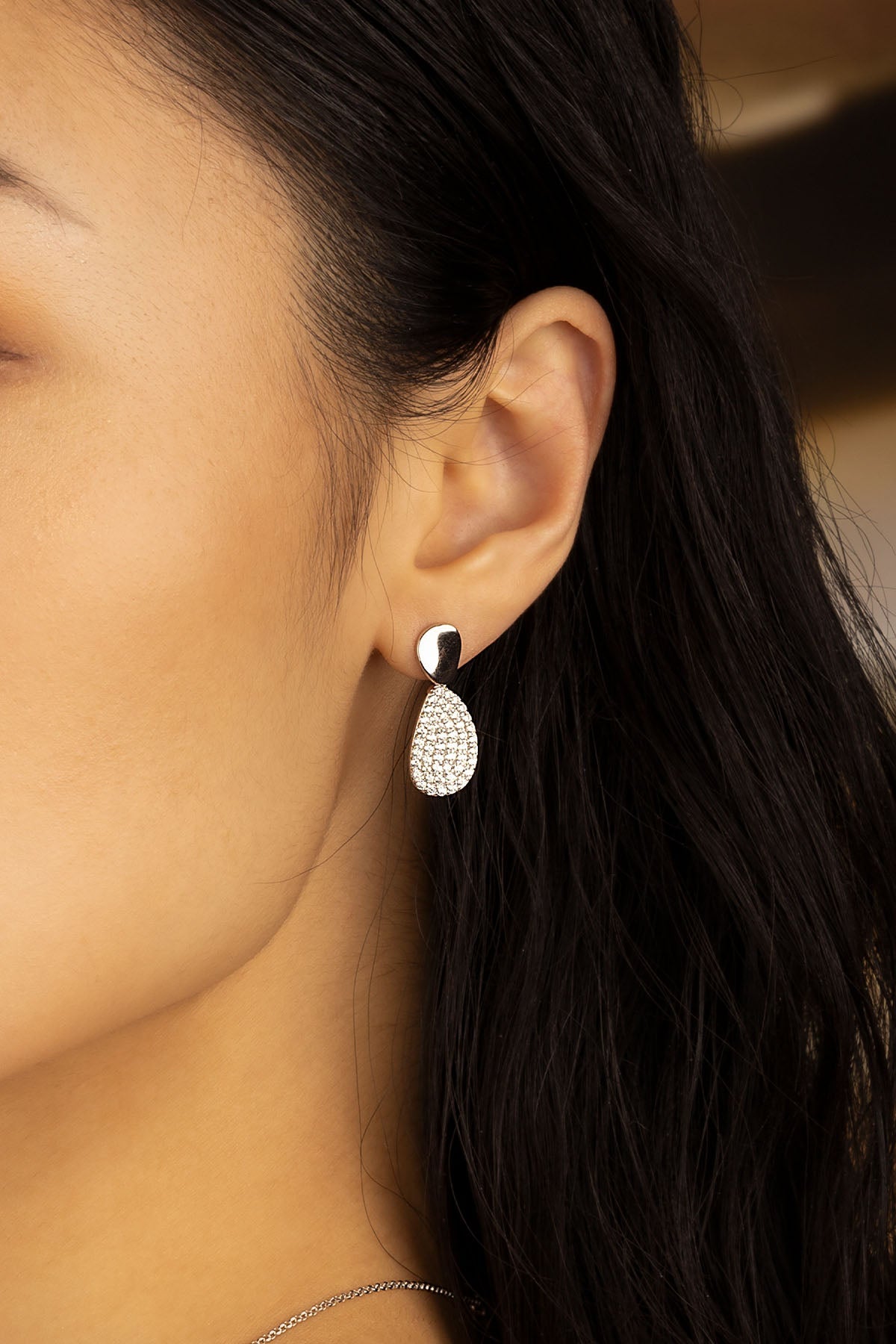 APM Monaco Galet Earrings in Silver worn on ear
