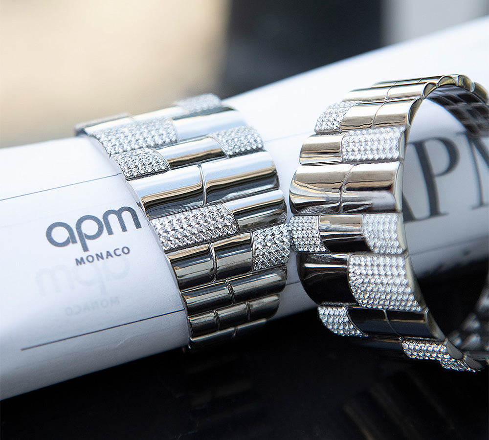 APM MONACO automne pave statement bangles in silver