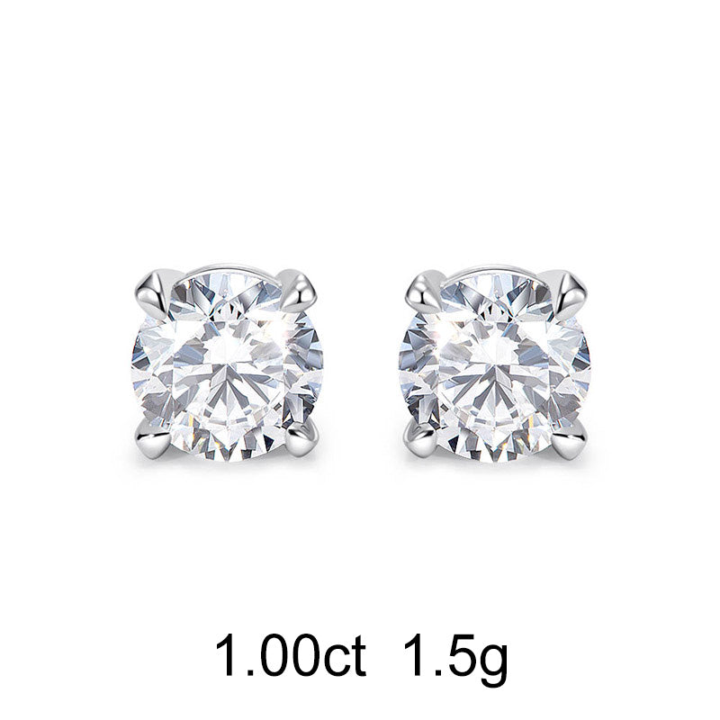Round Diamond Stud Earrings (1ct) - APM Monaco UK