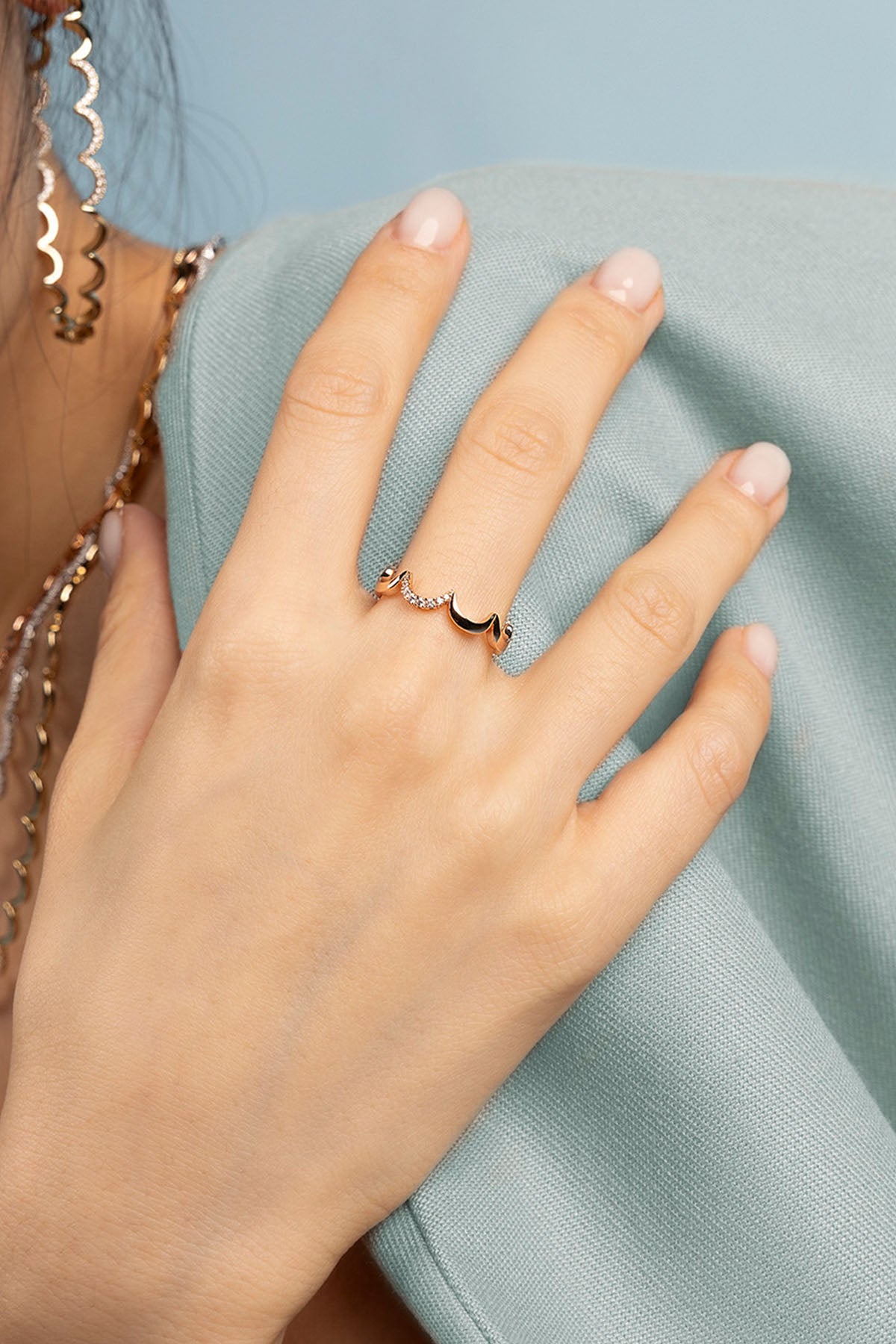 APM Monaco Wavy Rose Gold Ring in rose gold