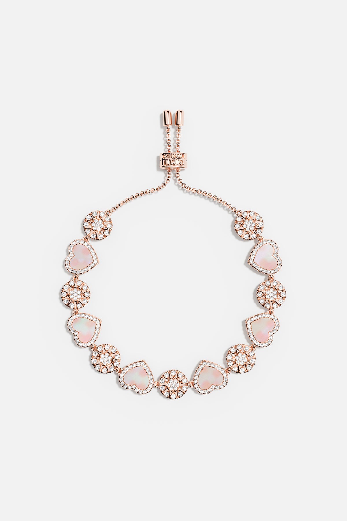 APM Monaco Pink Nacre Heart & Dot Adjustable bracelet - Rose Gold