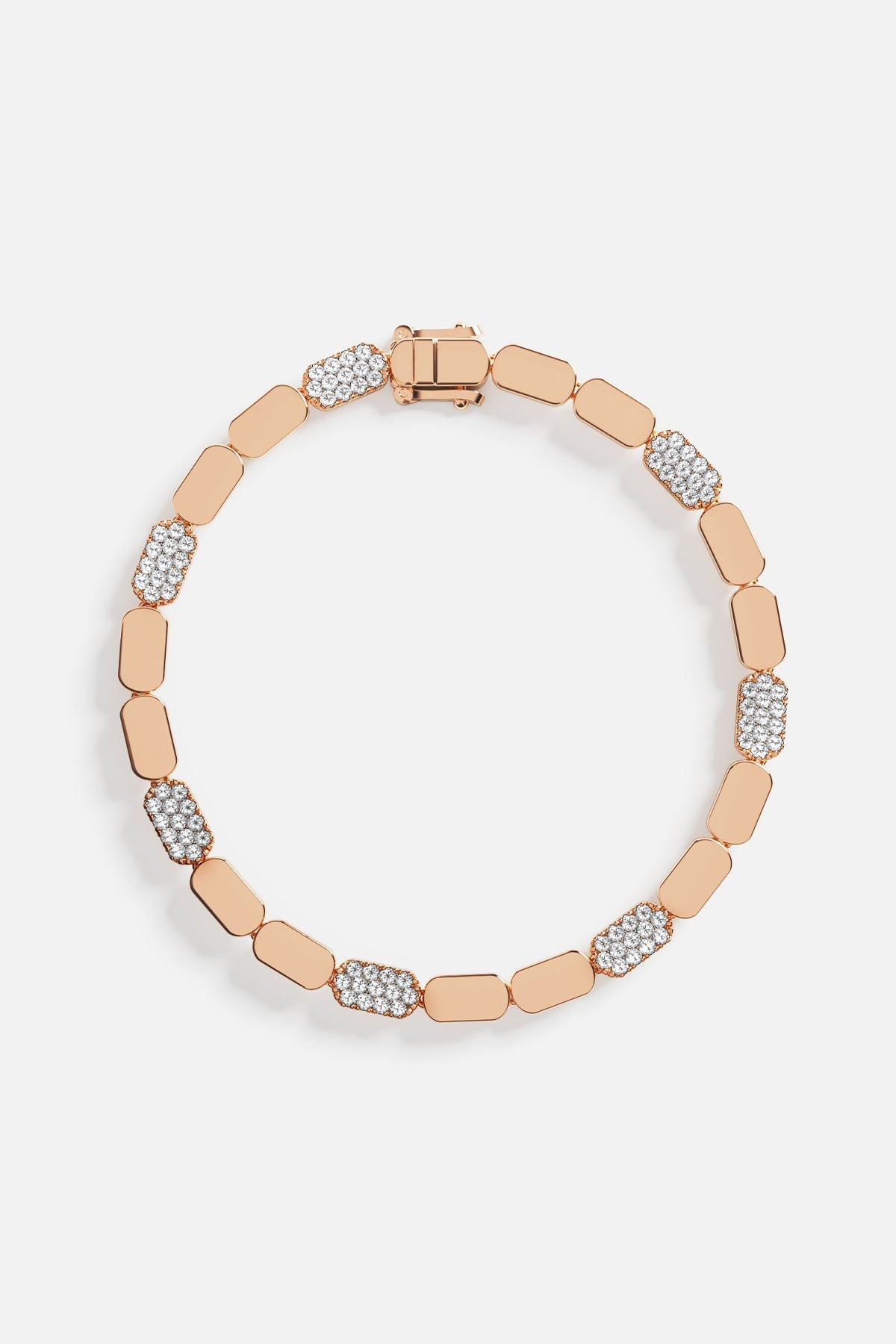 Bracelets APM Monaco rose gold bracelet with alternating pavé diamond rectangles.