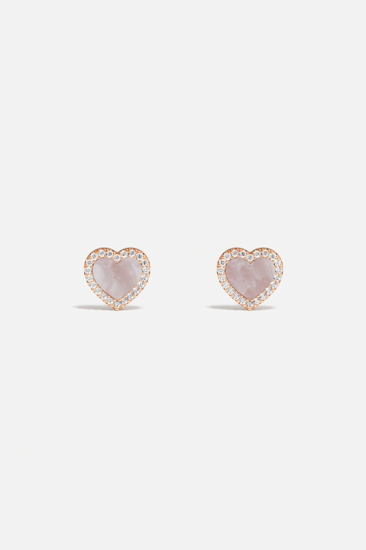 Pink Nacre Heart Stud Earrings | APM Monaco