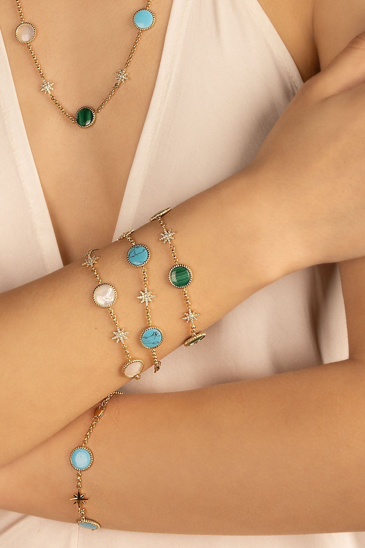 APM Monaco Malachite Météorites Bracelet in Yellow Gold
