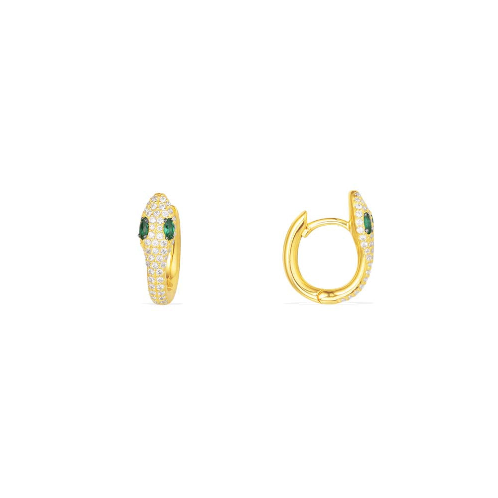 Serpent Huggie Earrings with Green Stones | APM Monaco – APM Monaco UK