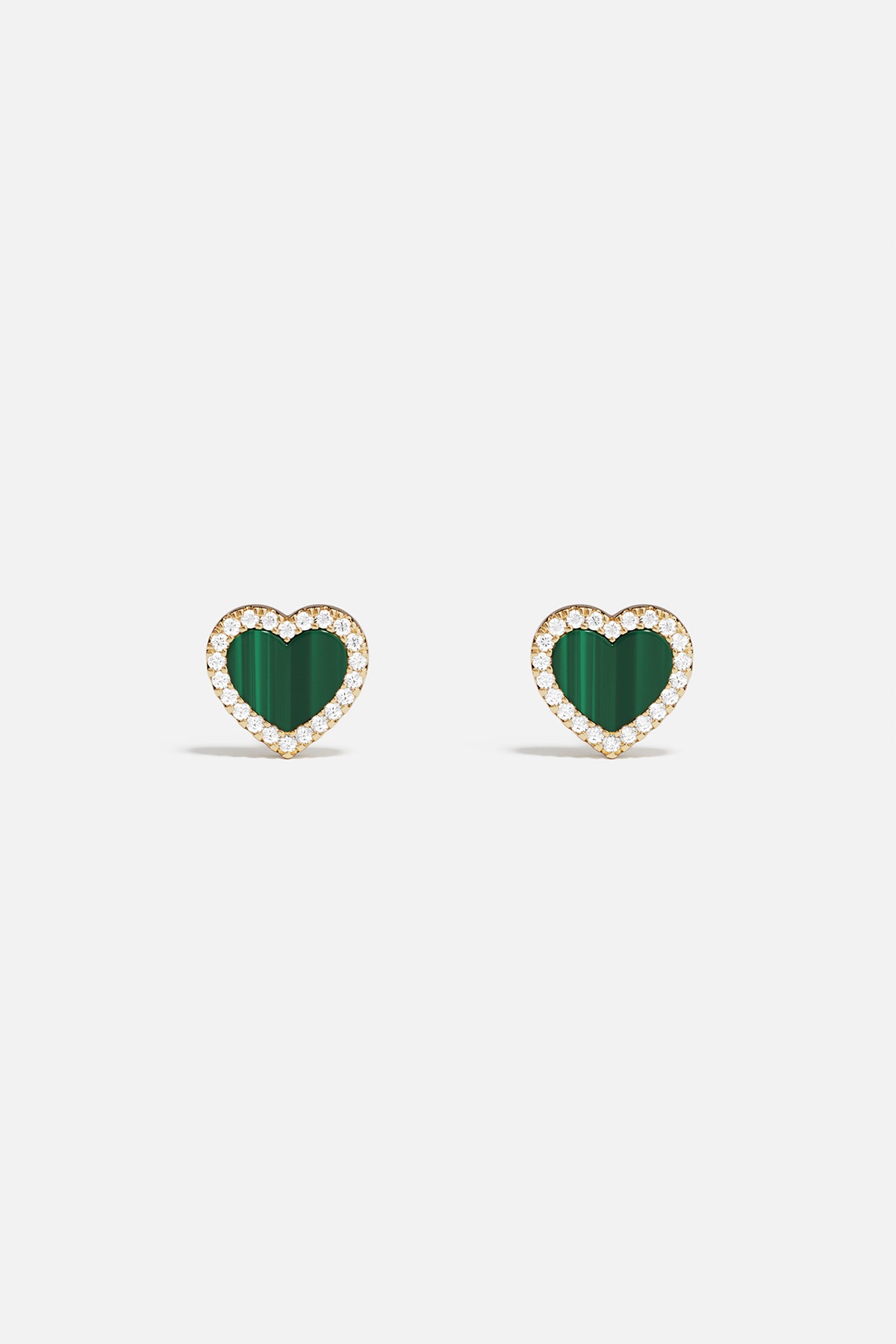 Malachite Heart Stud Earrings - APM Monaco UK