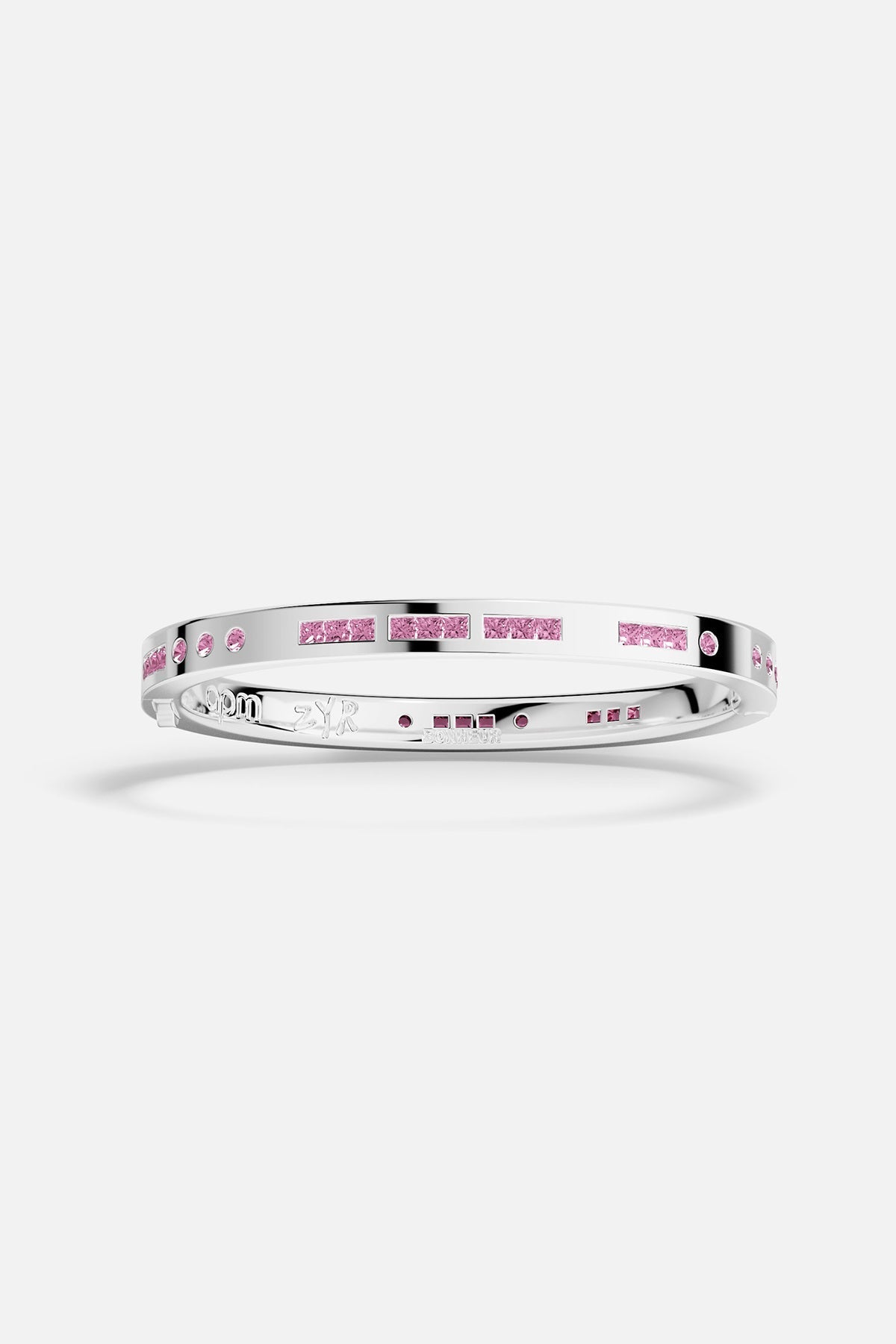 APM Monaco Pink BONHEUR Morse Rose Bangle on a white background