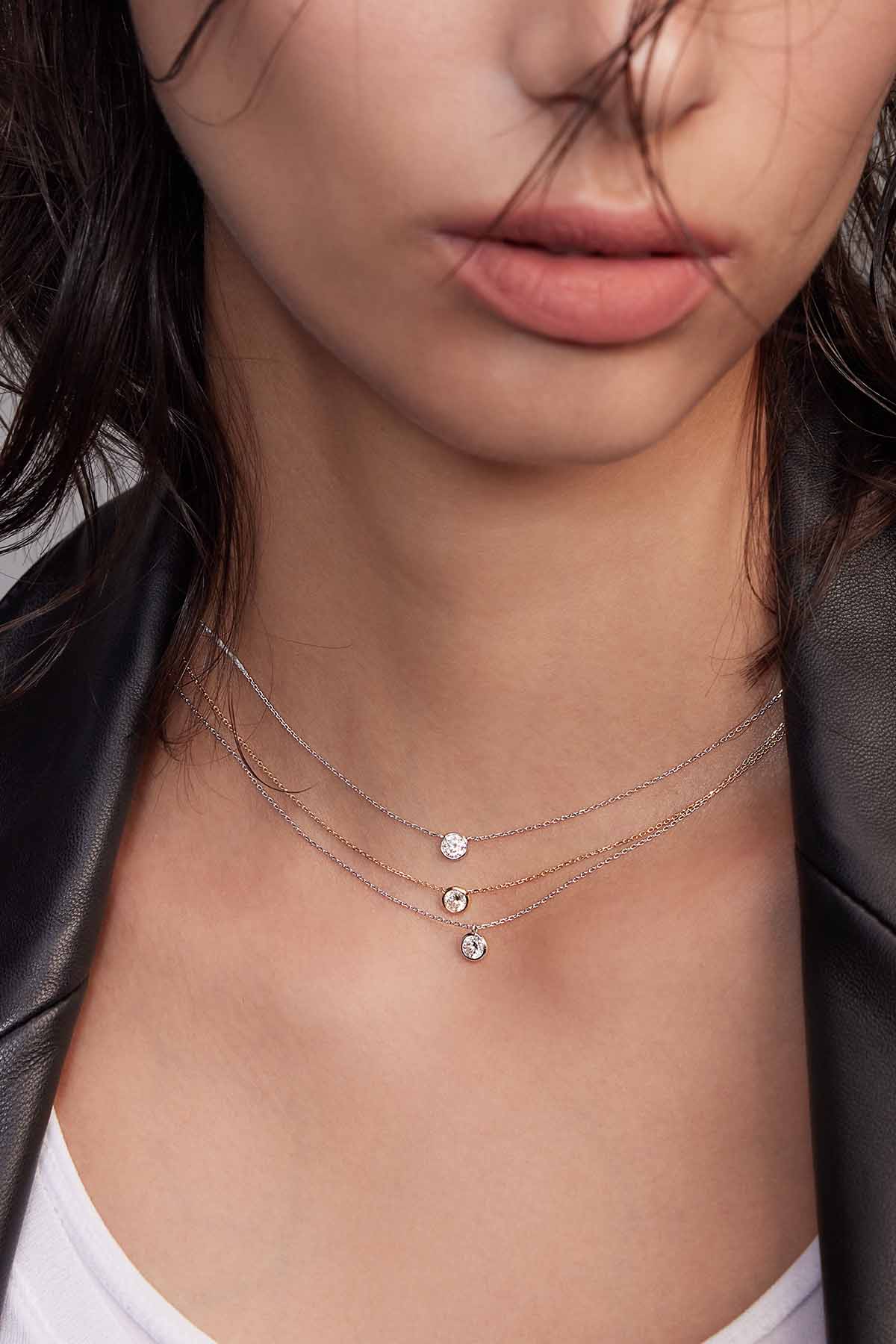 APM MONACO GOLD & DIAMOND - Round Diamond Necklace (0.24ct)