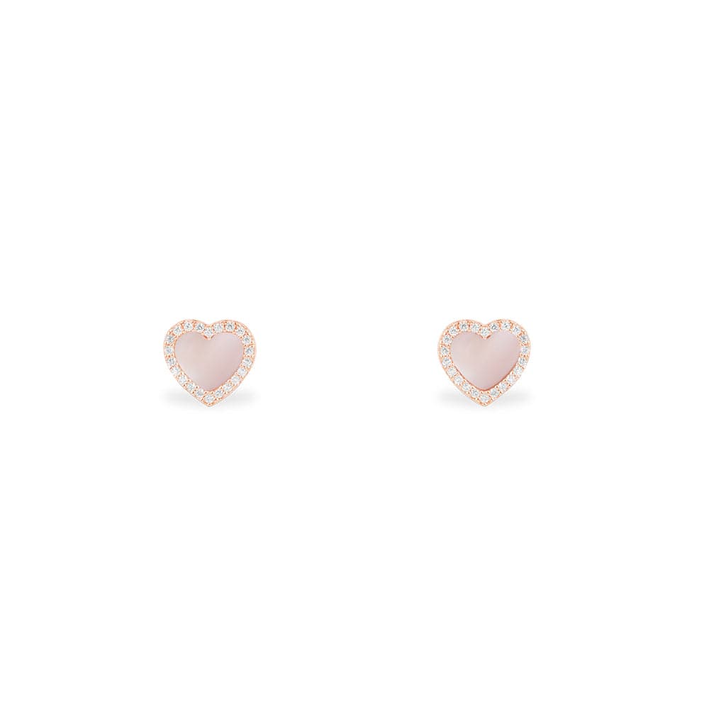 Pink Nacre Heart Stud Earrings | APM Monaco 