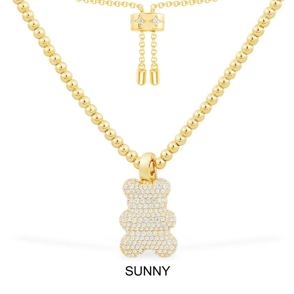 Sunny Yummy Bear (Clippable) Adjustable Necklace with Beads