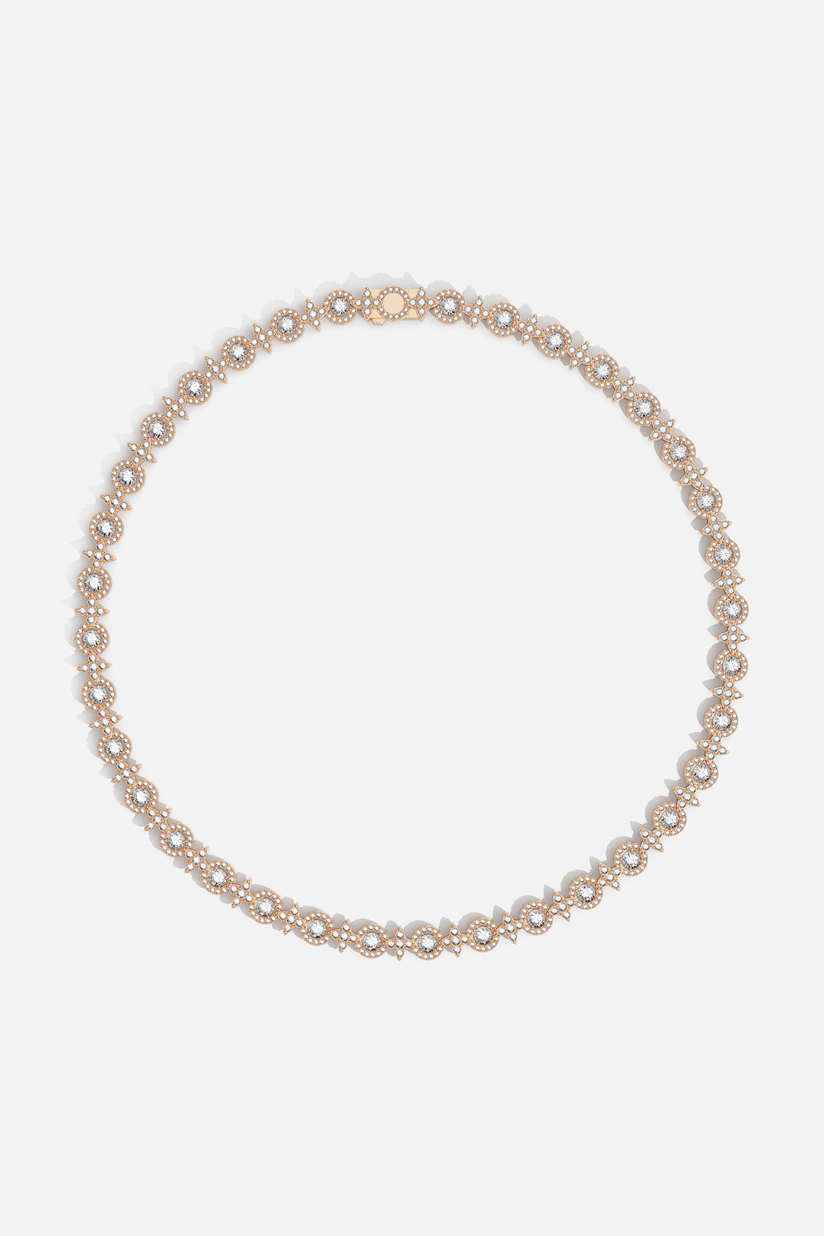 APM Necklace, a radiant cascade of light in warm rose color.