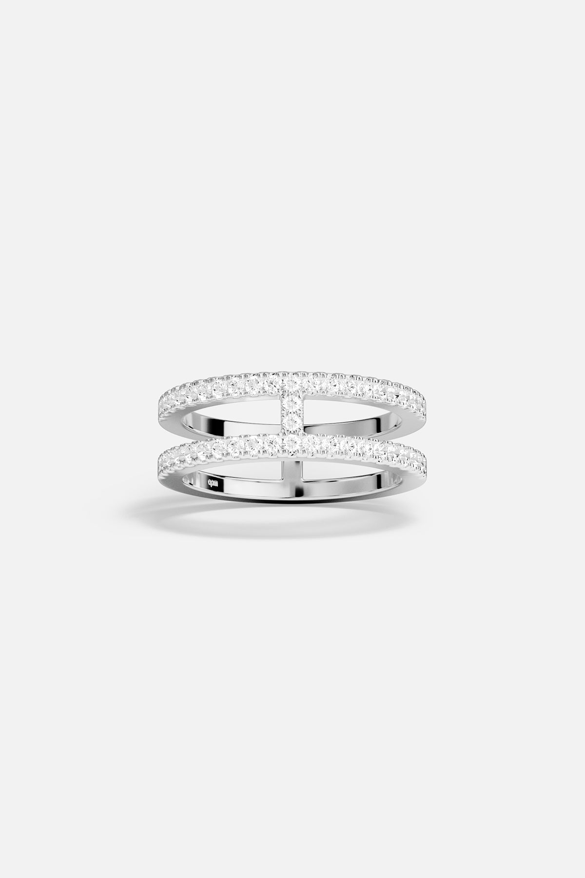 APM Double Band Ring, a luminous line of modern elegance in rhodium finish.