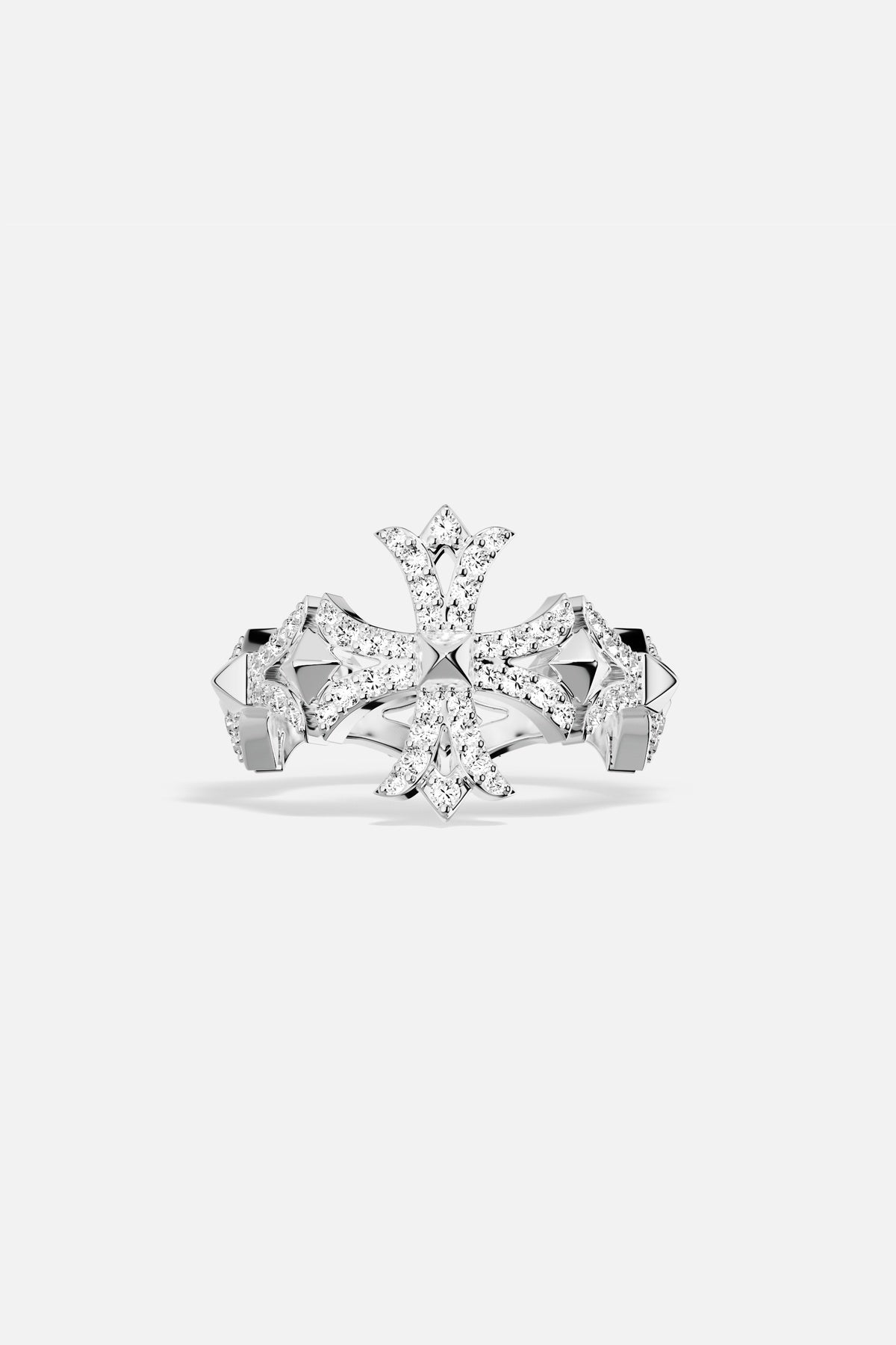 APM Croix Ring, a luminous emblem of grace with rhodium finish.