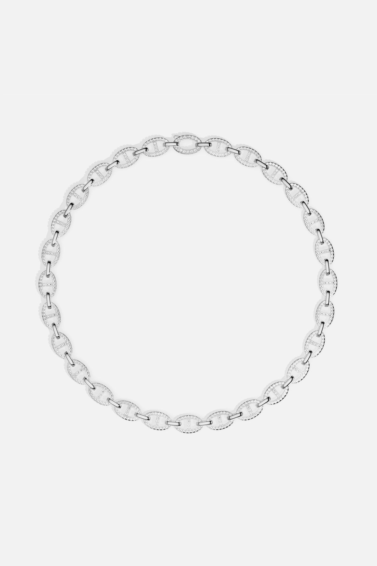 APM Morse Necklace, a luminous chain with rhodium finish, effortlessly bold.