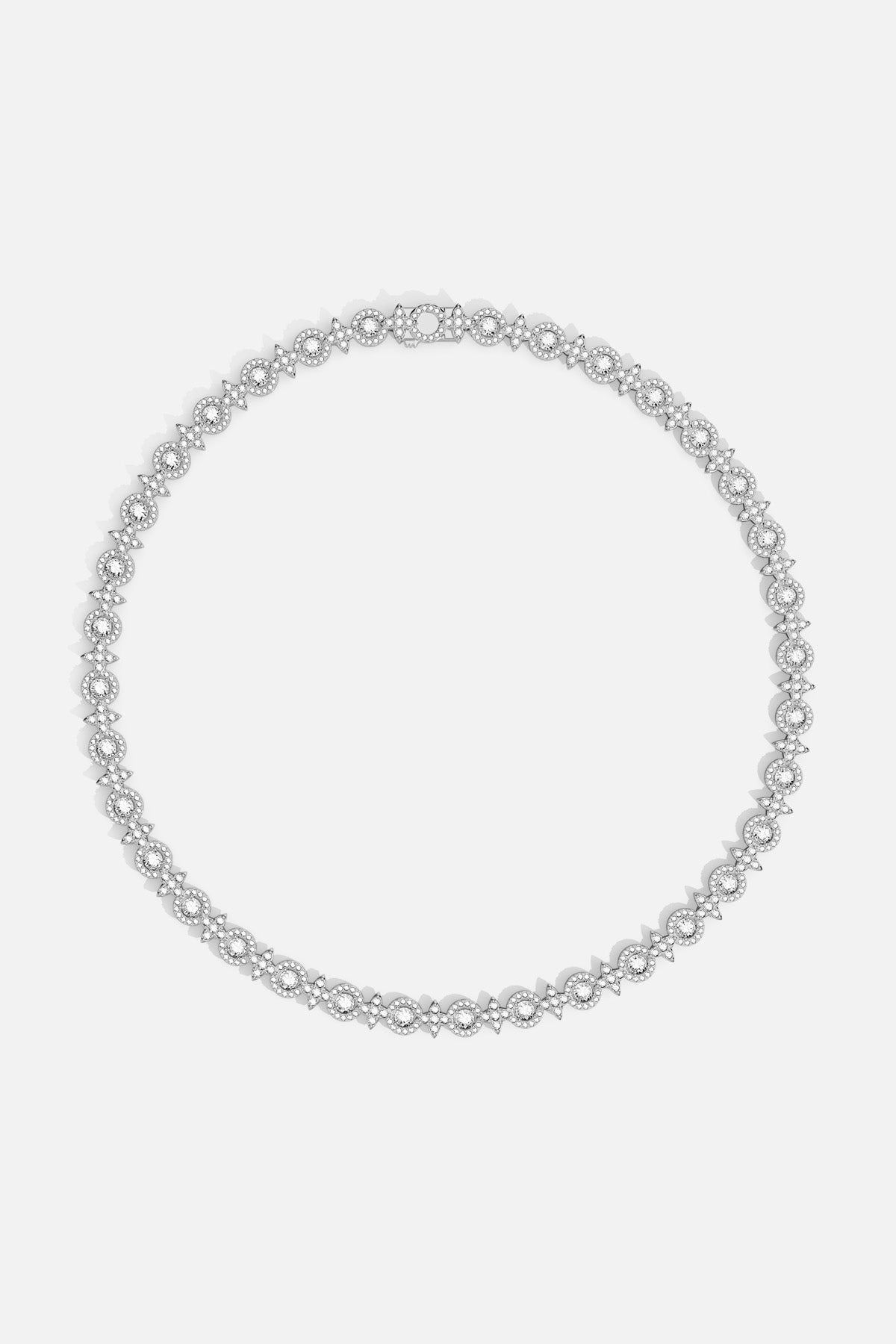 APM Monaco necklace, a radiant cascade of light in rhodium finish.