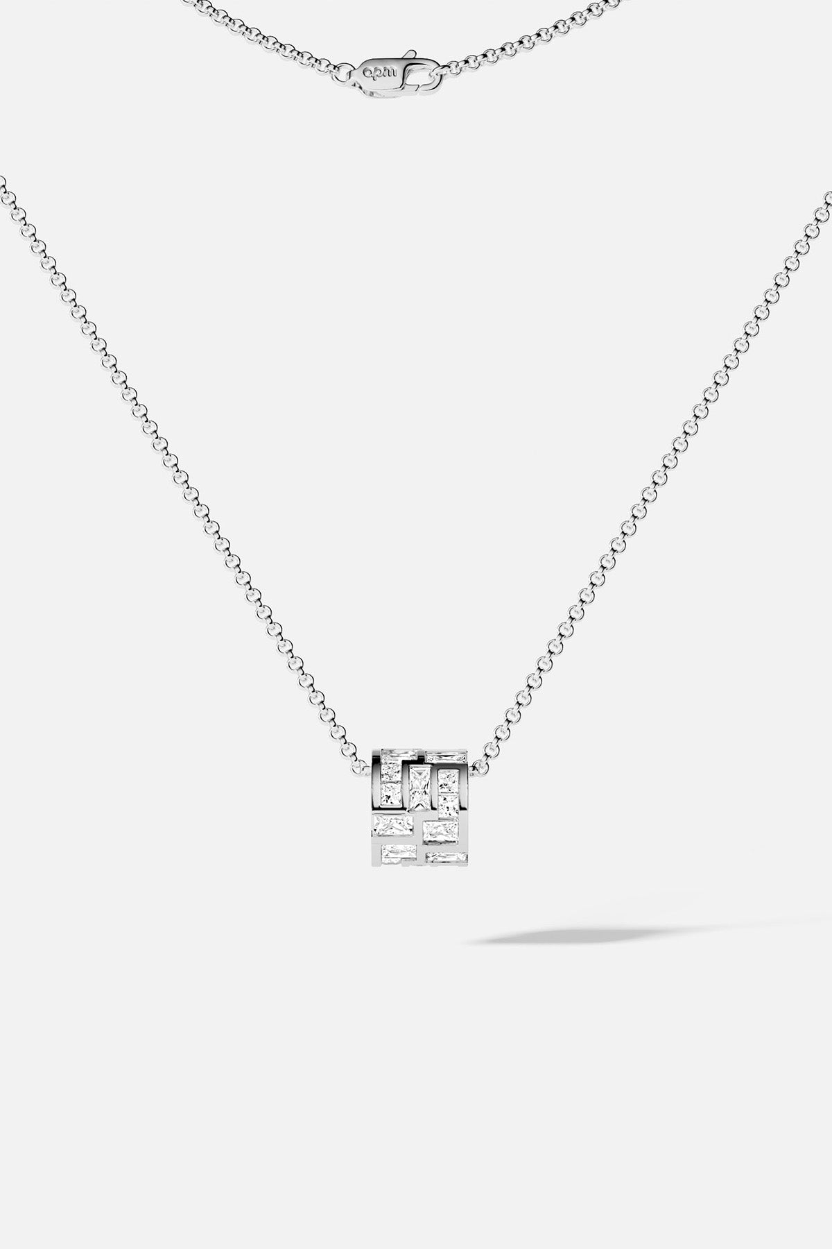 APM Necklace with a luminous cube pendant, sculpted brilliance in effortless elegance.