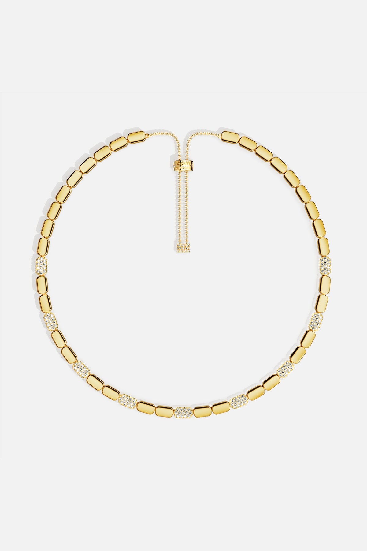 APM Necklace in golden color, a modern rhythm of light and shine.