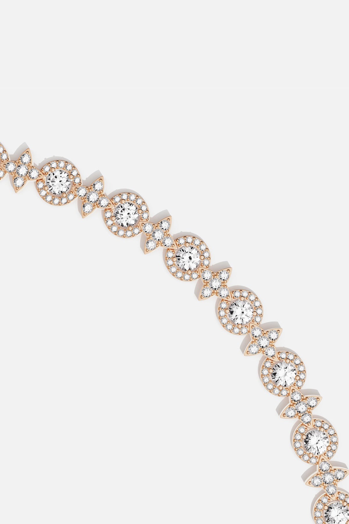 APM Bracelet in rhodium finish, a delicate sparkle of florals and halos.