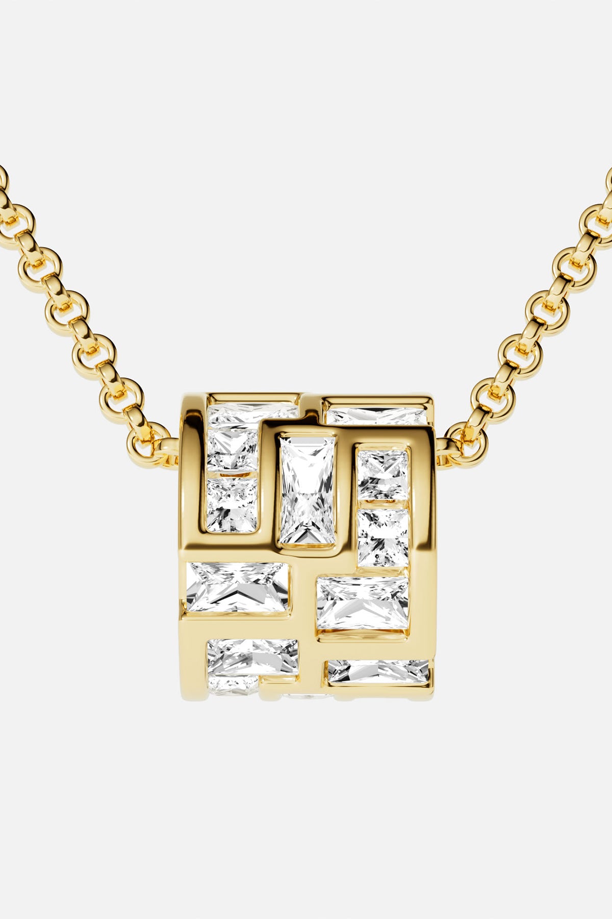 APM Necklace in gold color, a luminous mosaic of modern elegance.
