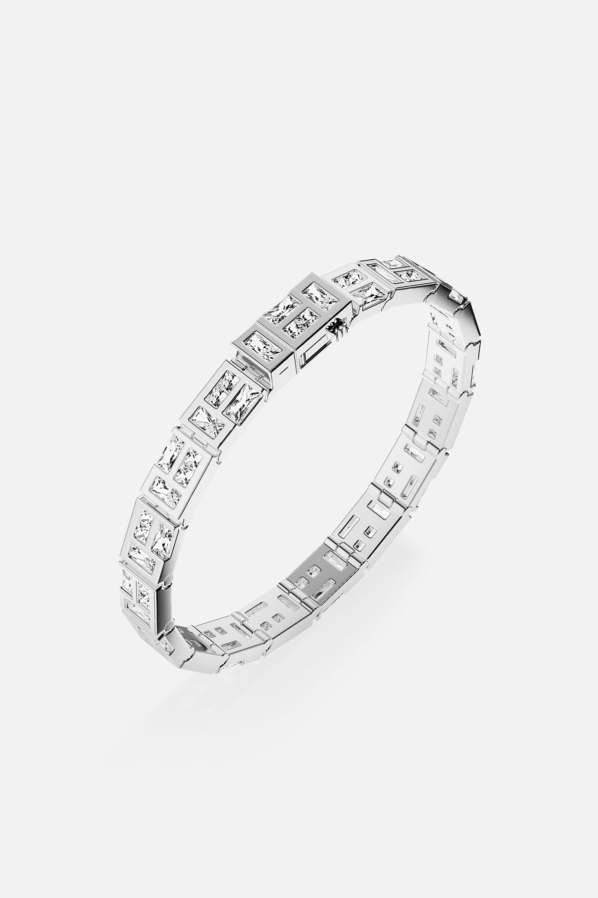 APM Monaco bracelet in rhodium finish, sparkling with modern architectural elegance.