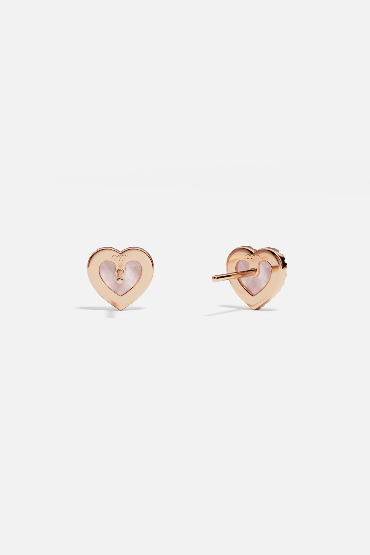 APM Heart Stud Earrings in rose color, a whisper of romance.