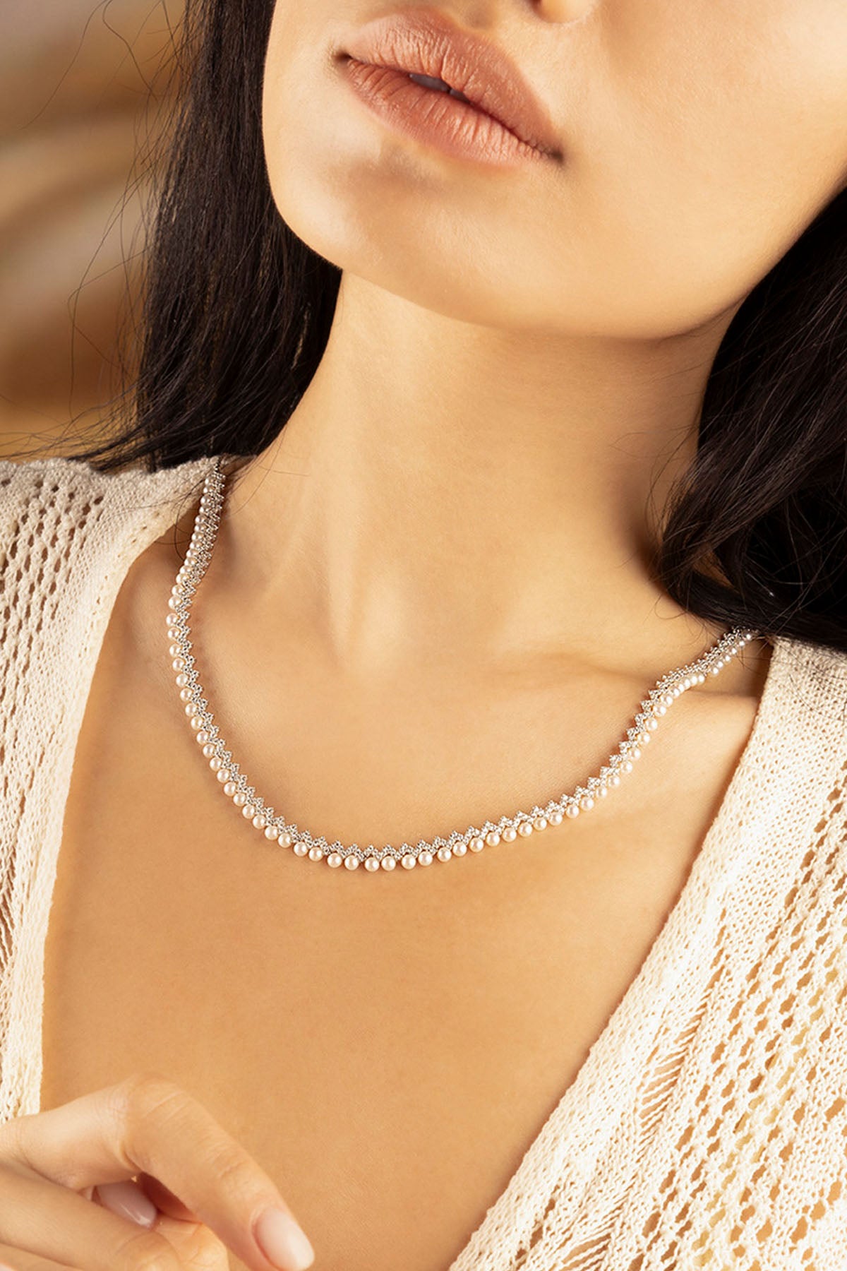 APM Monaco Up and Down Adjustable Necklace with Pearls