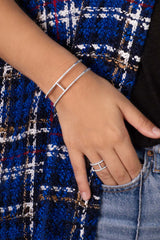 APM Monaco Double Line Paved Ring in Sterling Silver