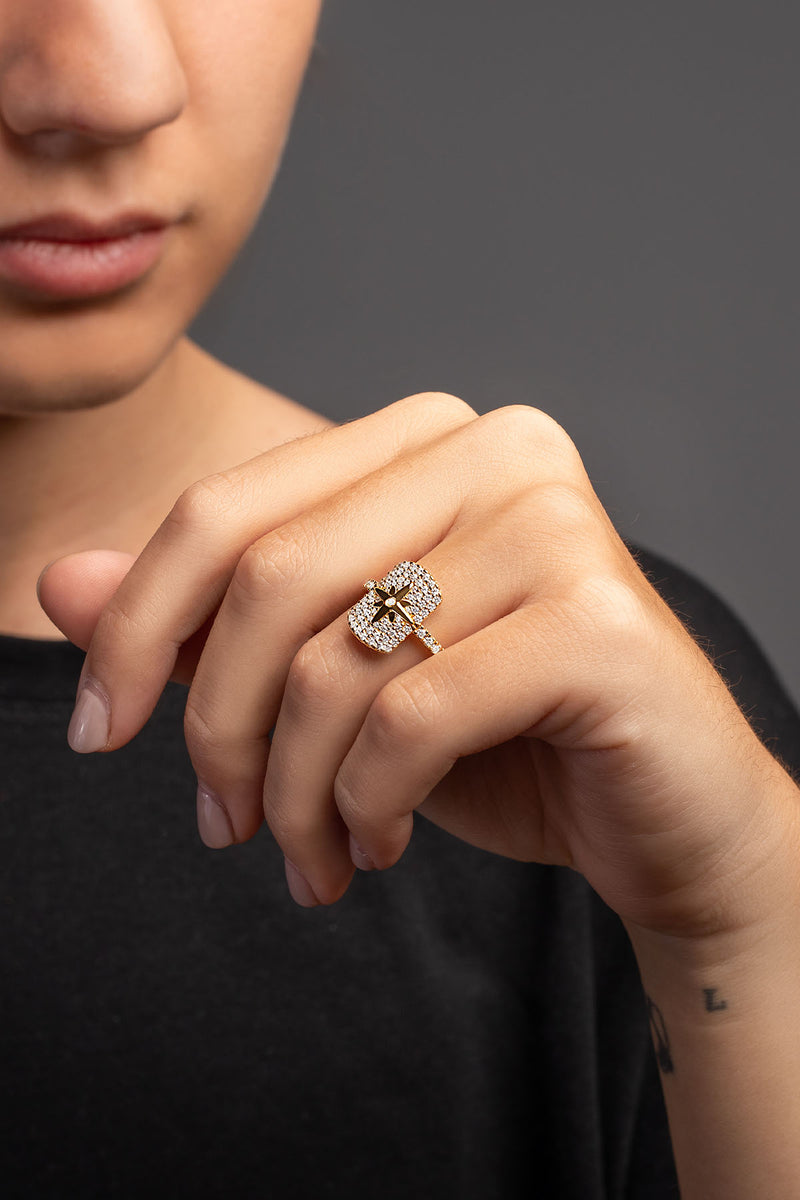 APM Monaco Embellished Medal with Meteorite Ring in Silver