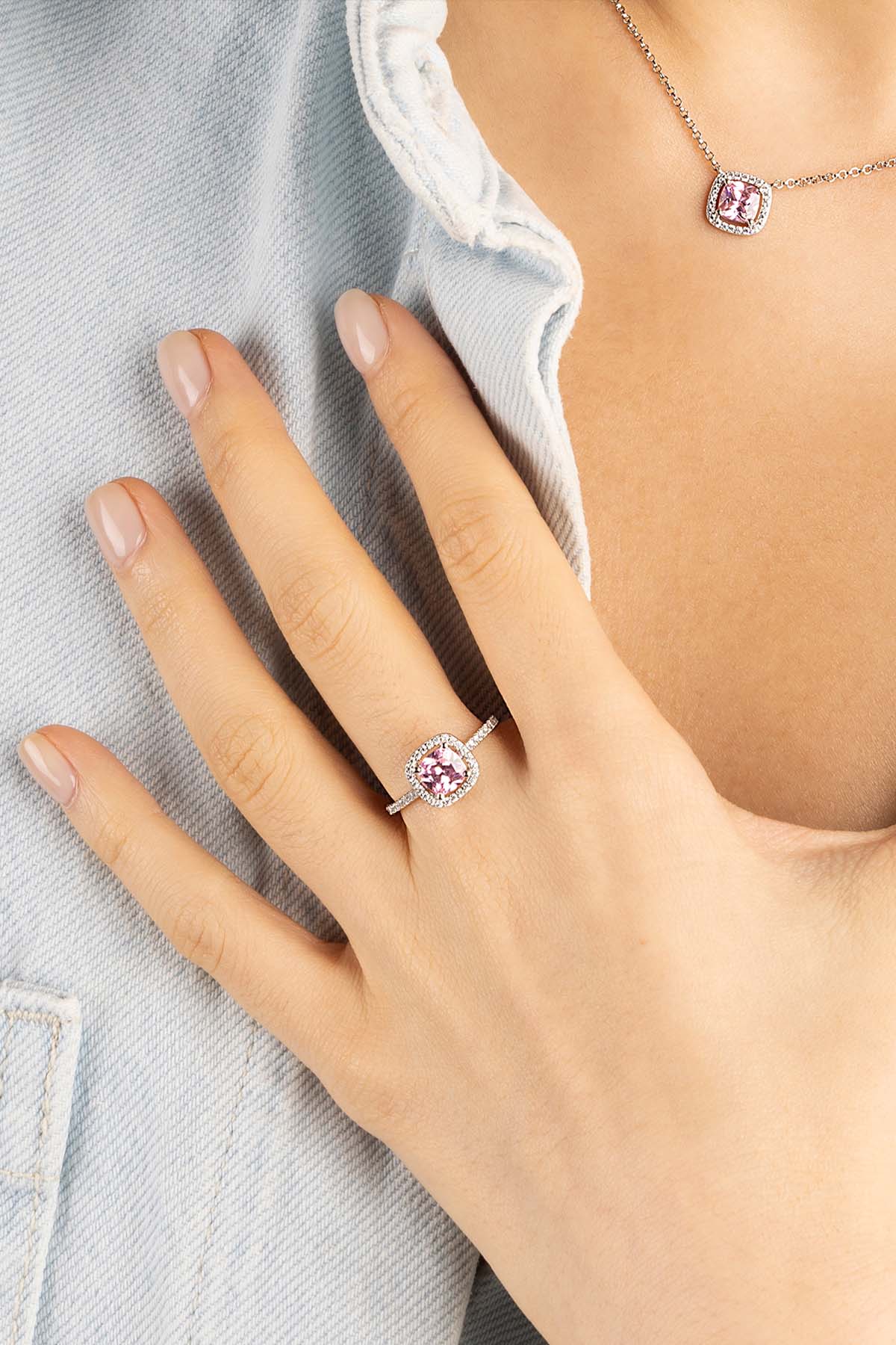 APM Monaco Rose Pavé Ring in Silver