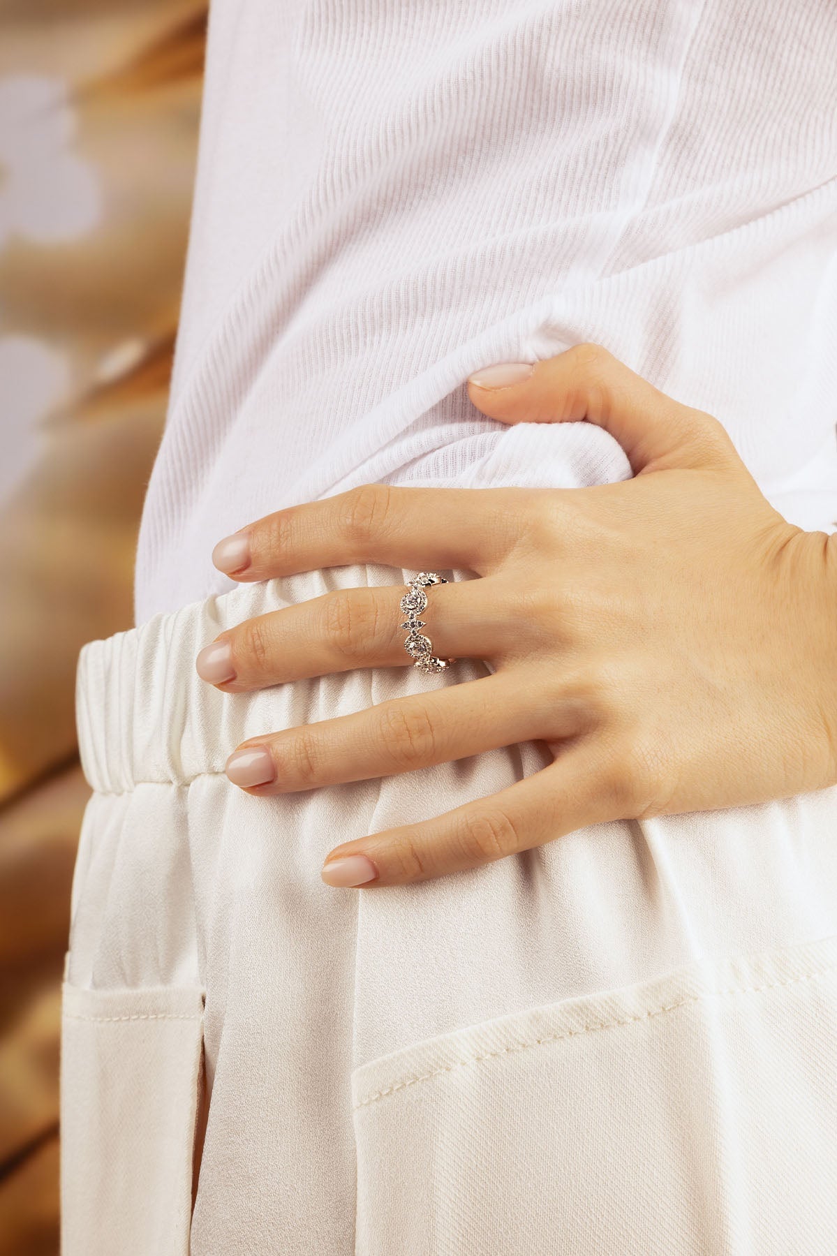 APM Monaco Météorites & Circles Ring in Silver worn on hand