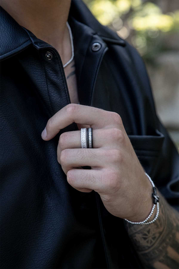APM Monaco Black Pavé Ring in Silver