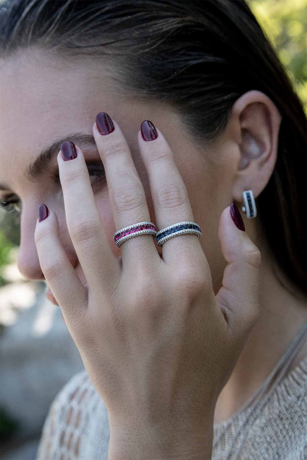 APM Monaco Blue Pavé Ring in Silver
