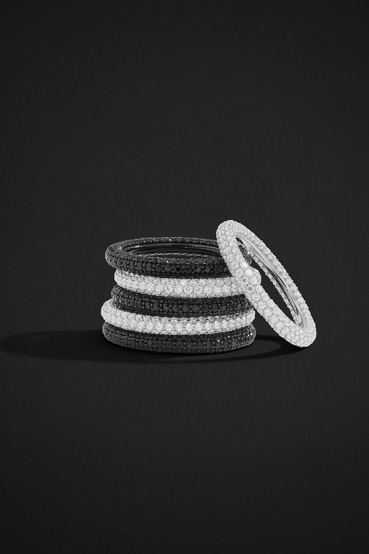 APM Monaco Black Pave Ring in Silver