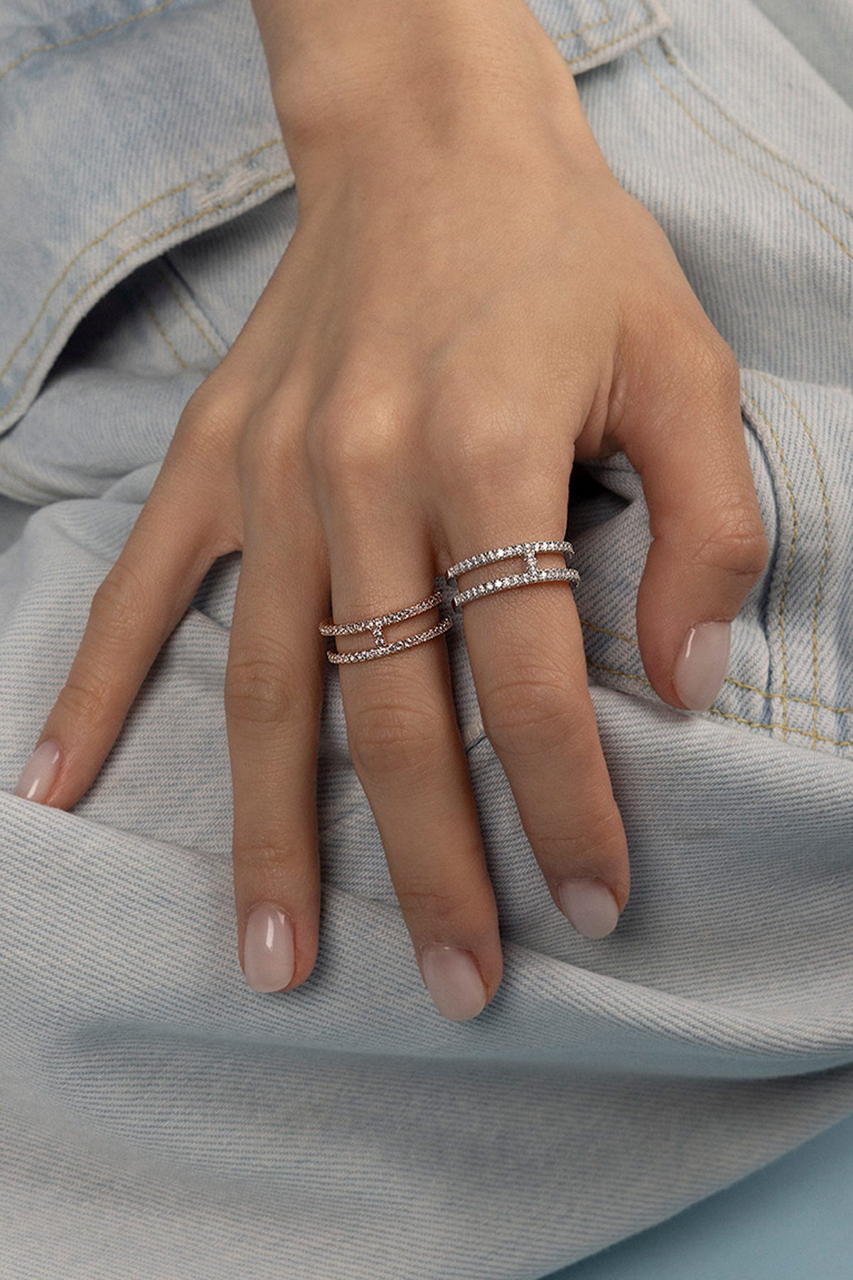 Double Line Pavé Ring