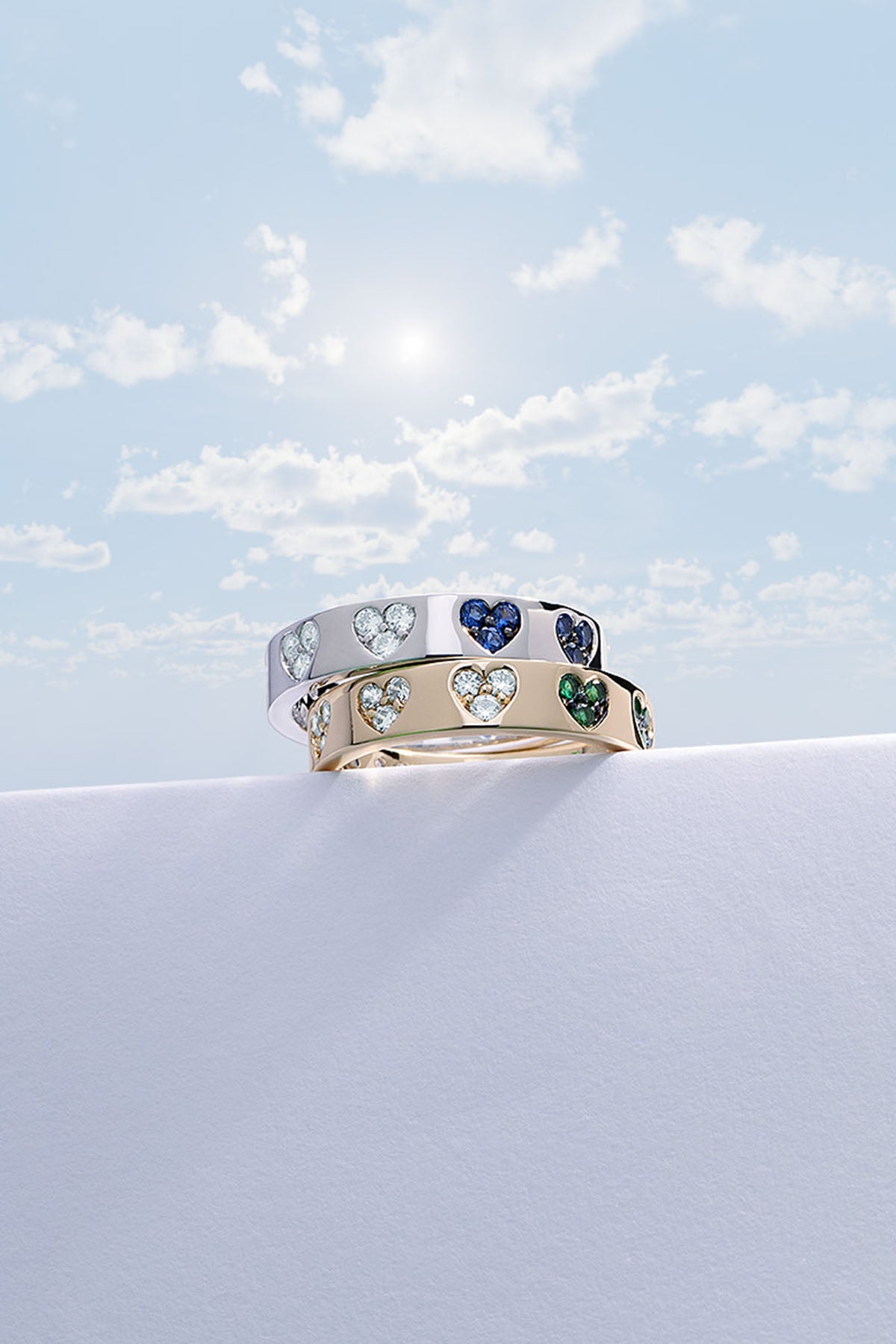 APM Monaco Blue And White Heart Ring 