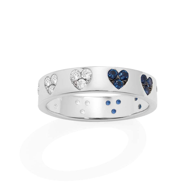 Blue & White Heart Ring