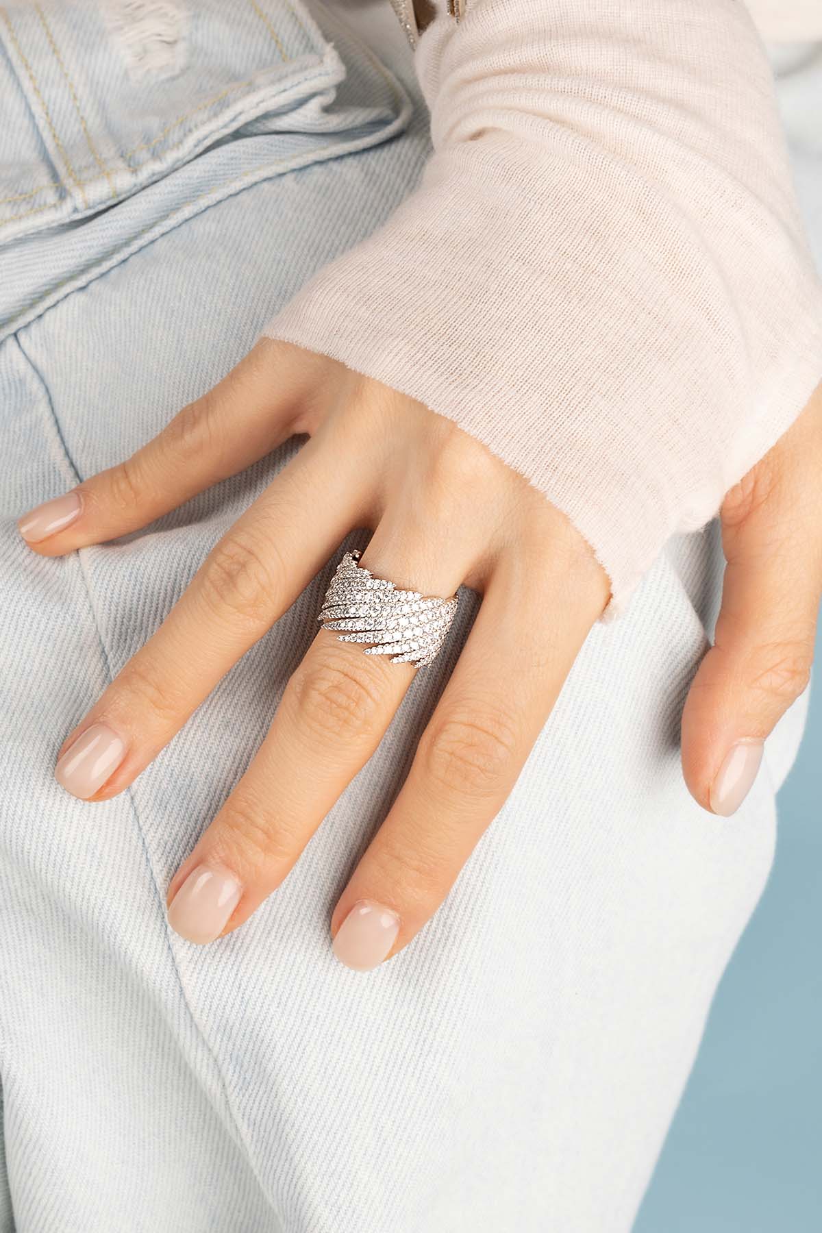 APM Monaco Palm Ring in Silver