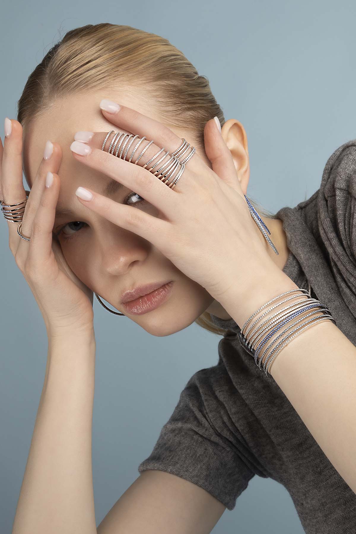 APM Monaco Statement Linear Pavé Ring in Silver