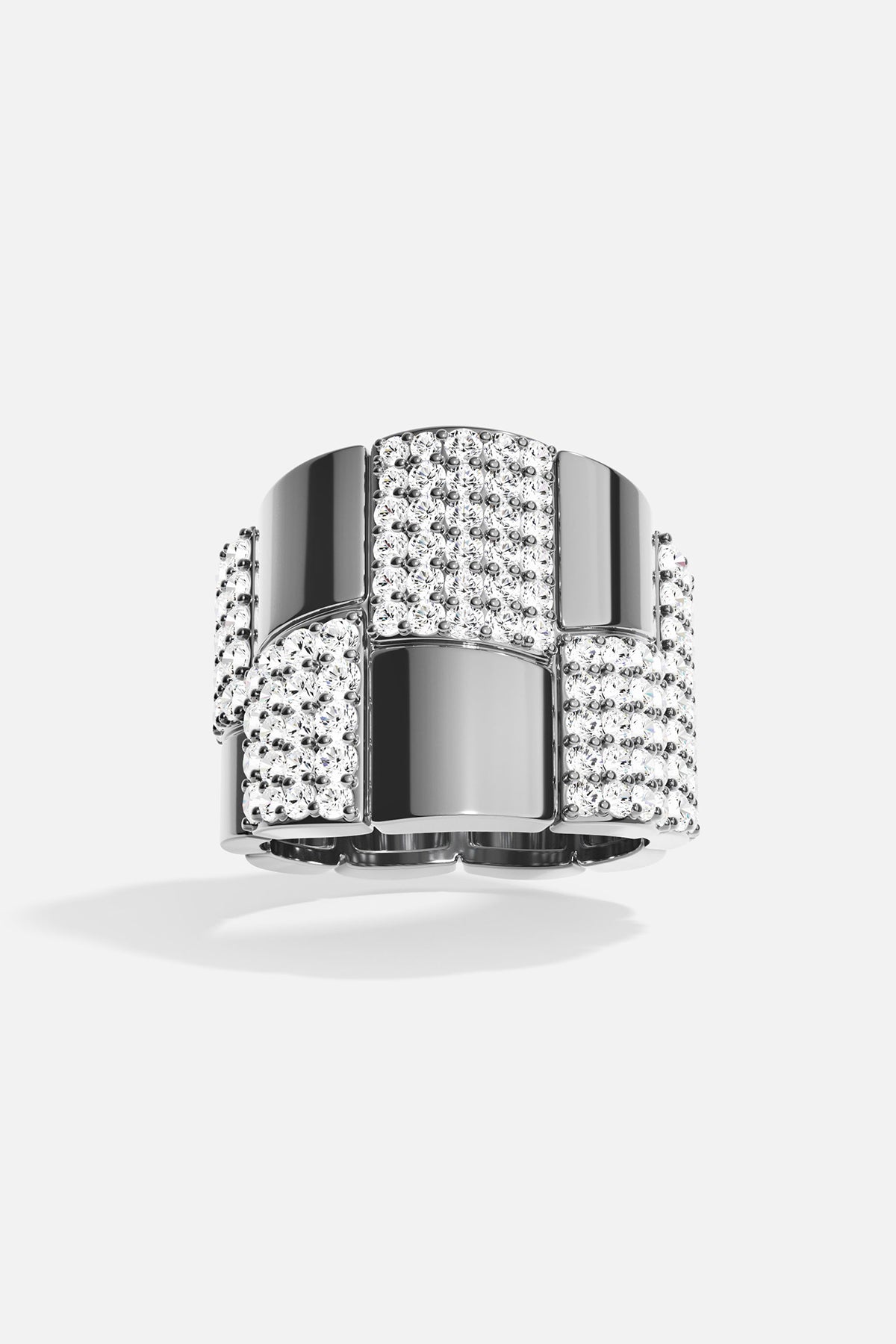 Dark grey silver ring on white background