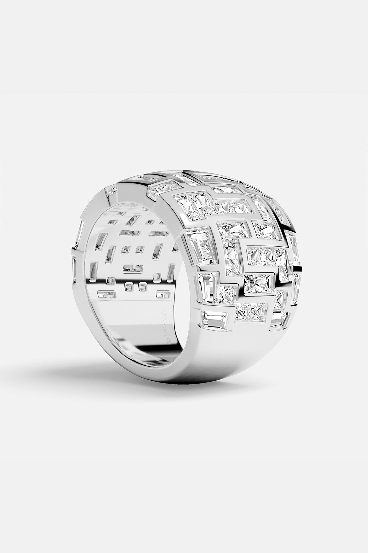 APM MONACO chunky ring in silver on a white background